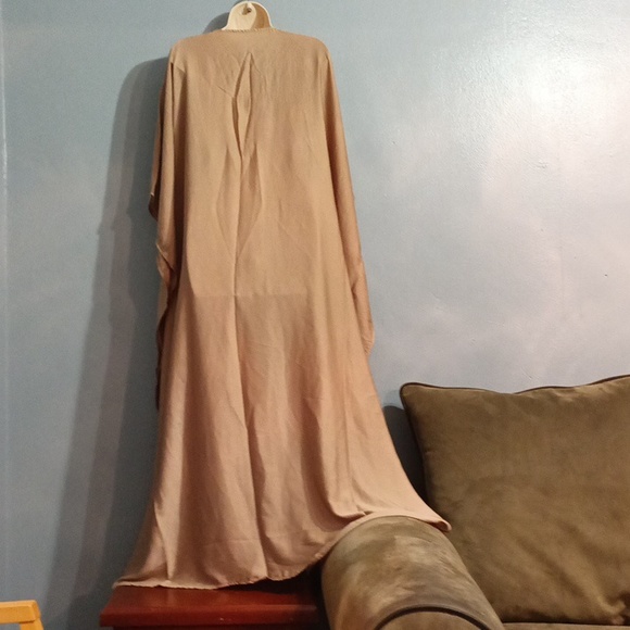 Champagne women's batwing maxi dress lace up front size 2x - Picture 14 of 17